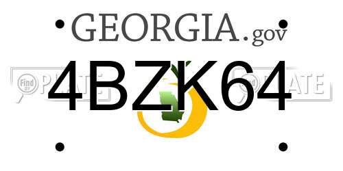 4BZK64 Georgia License Plate