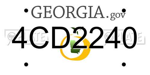 4CD2240 Georgia License Plate