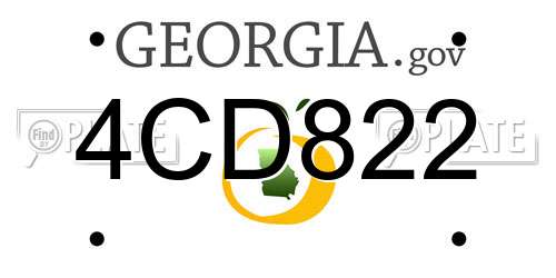 4CD822 Georgia License Plate