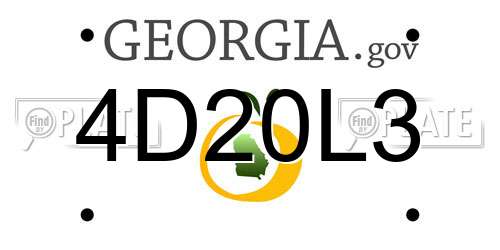 4D20L3 Georgia License Plate