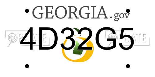 4D32G5 Georgia License Plate