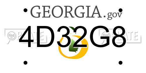 4D32G8 Georgia License Plate