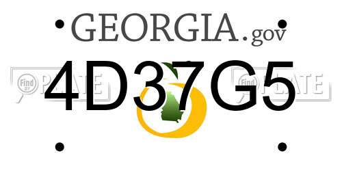4D37G5 Georgia License Plate