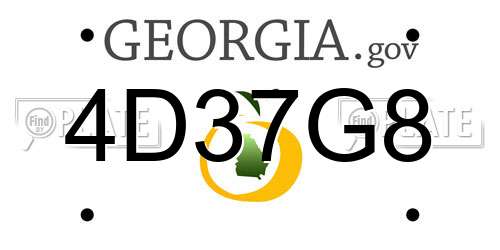 4D37G8 Georgia License Plate