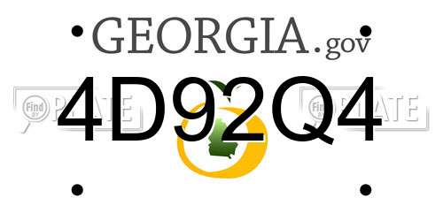 4D92Q4 Georgia License Plate