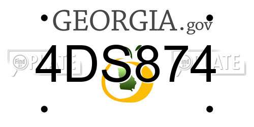 4DS874 Georgia License Plate