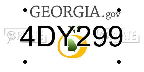 4DY299 Georgia License Plate