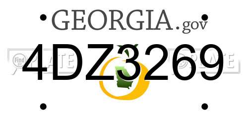 4DZ3269 Georgia License Plate