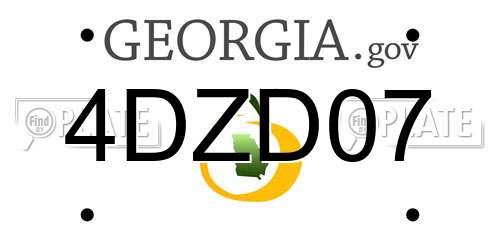 4DZD07 Georgia License Plate