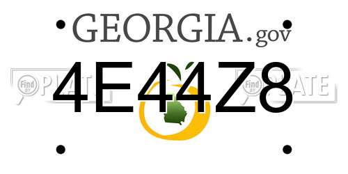 4E44Z8 Georgia License Plate