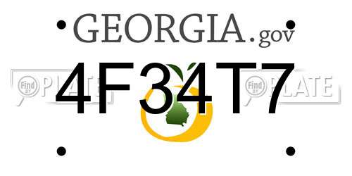 4F34T7 Georgia License Plate
