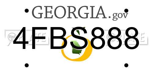 4FBS888 Georgia License Plate