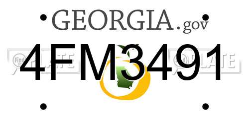4FM3491 Georgia License Plate