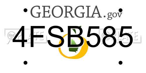 4FSB585 Georgia License Plate