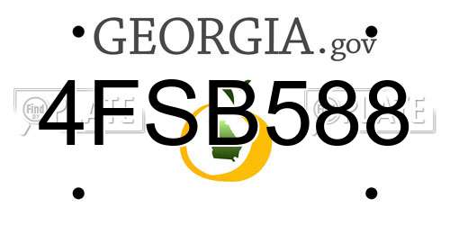 4FSB588 Georgia License Plate