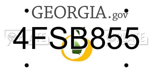 4FSB855 Georgia License Plate