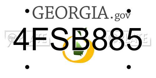 4FSB885 Georgia License Plate
