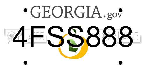 4FSS888 Georgia License Plate