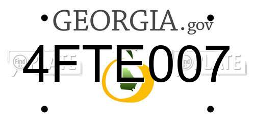 4FTE007 Georgia License Plate