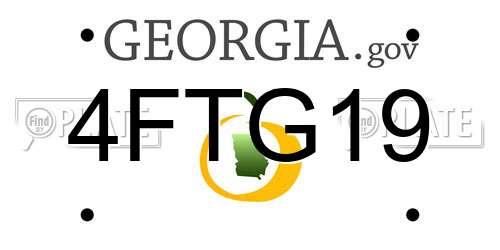 4FTG19 Georgia License Plate