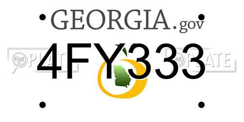 4FY333 Georgia License Plate