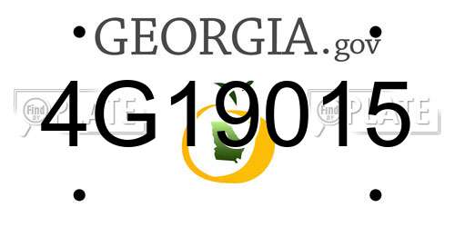 4G19015 Georgia License Plate
