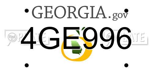 4GE996 Georgia License Plate