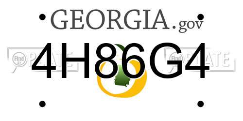 4H86G4 Georgia License Plate