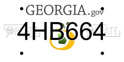 4HB664 Georgia License Plate
