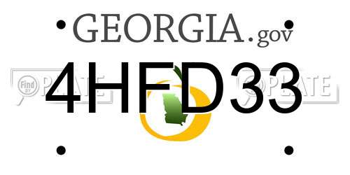 4HFD33 Georgia License Plate
