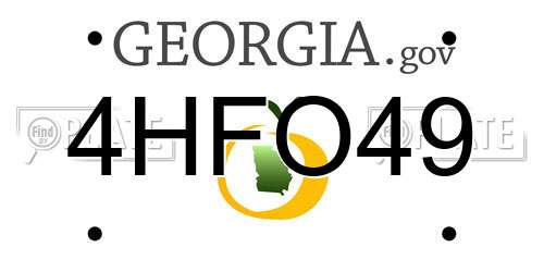 4HFO49 Georgia License Plate