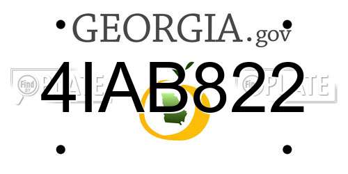 4IAB822 Georgia License Plate