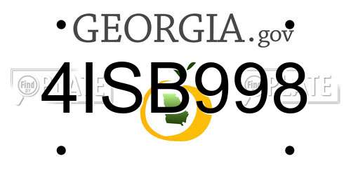 4ISB998 Georgia License Plate