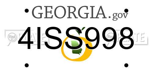 4ISS998 Georgia License Plate