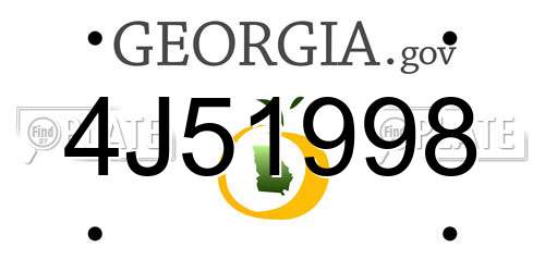 4J51998 Georgia License Plate