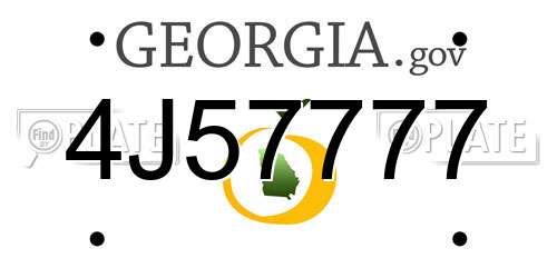 4J57777 Georgia License Plate
