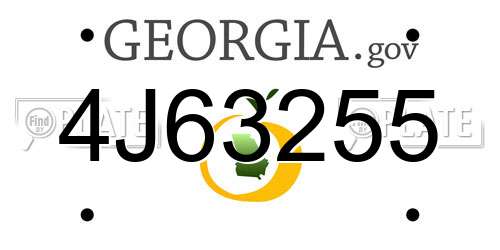 4J63255 Georgia License Plate