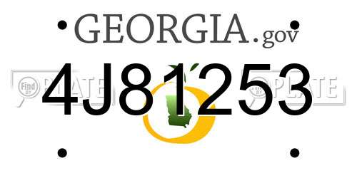 4J81253 Georgia License Plate