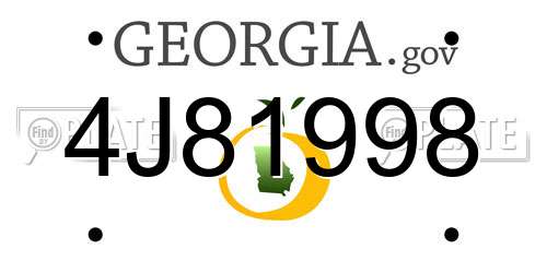 4J81998 Georgia License Plate