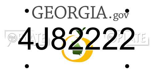 4J82222 Georgia License Plate