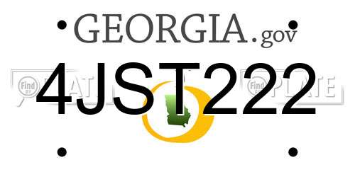 4JST222 Georgia License Plate