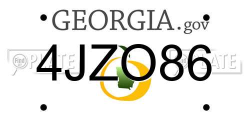 4JZO86 Georgia License Plate