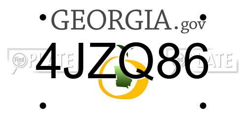 4JZQ86 Georgia License Plate