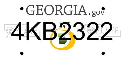 4KB2322 Georgia License Plate
