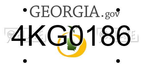 4KG0186 Georgia License Plate