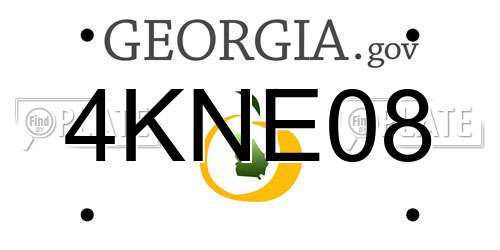 4KNE08 Georgia License Plate