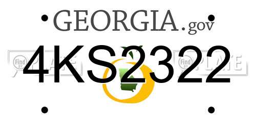 4KS2322 Georgia License Plate
