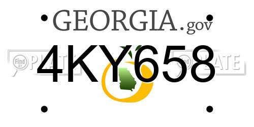4KY658 Georgia License Plate