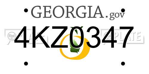 4KZ0347 Georgia License Plate