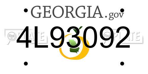 4L93092 Georgia License Plate